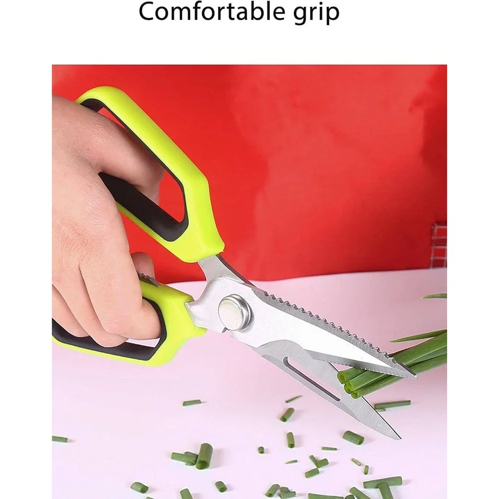 Multi-Purpose Kitchen Shears Stainless Steel Heavy‎ Duty Scissors Neon Green